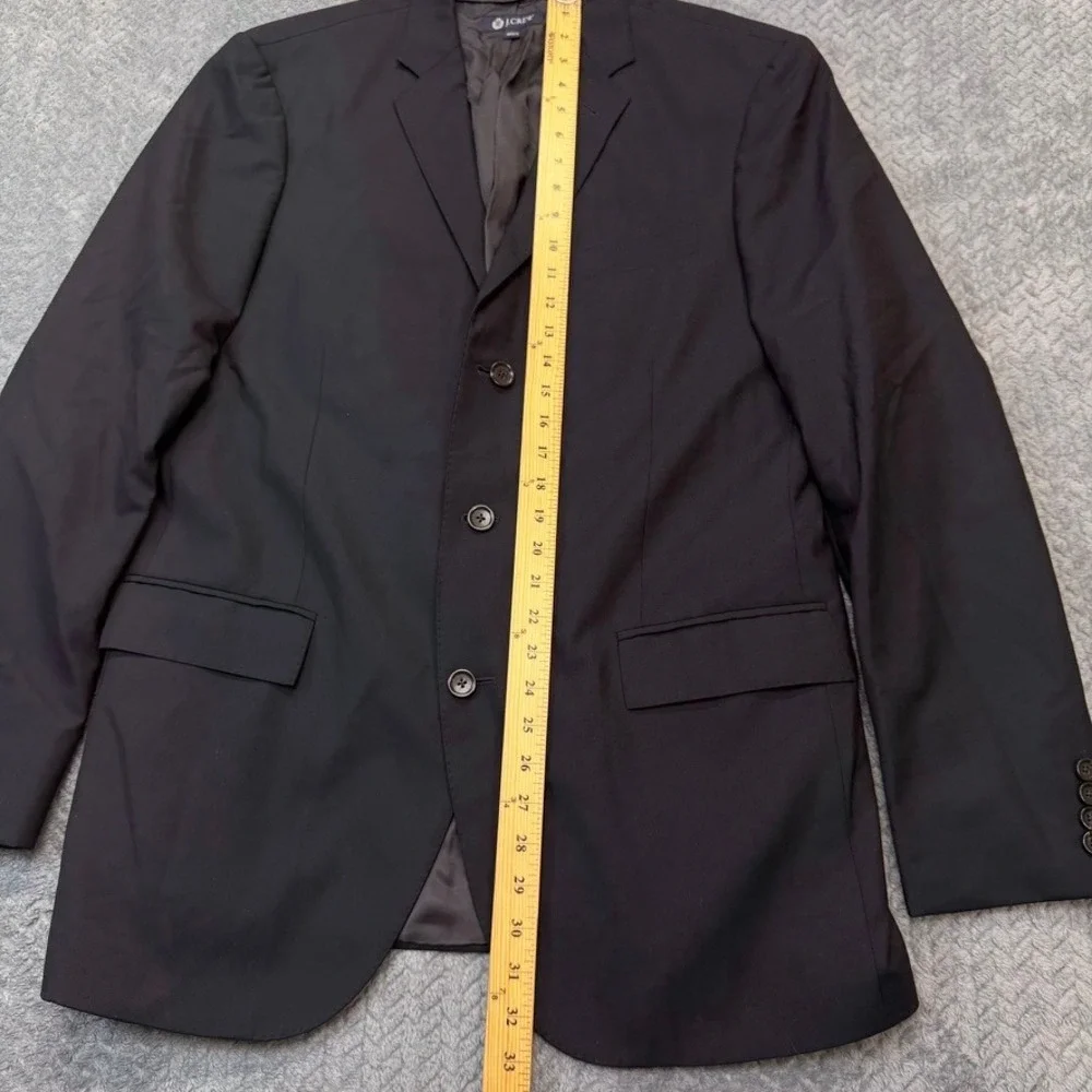 J.Crew Blazer Mens 42L Black Loro Piana Italian Wool Coat Jacket 3 Buttons
